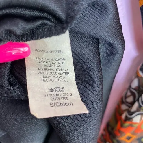 Voll Off The Shoulder Multi Print Shift Dress Split Handkerchief Sleeve Small Orange