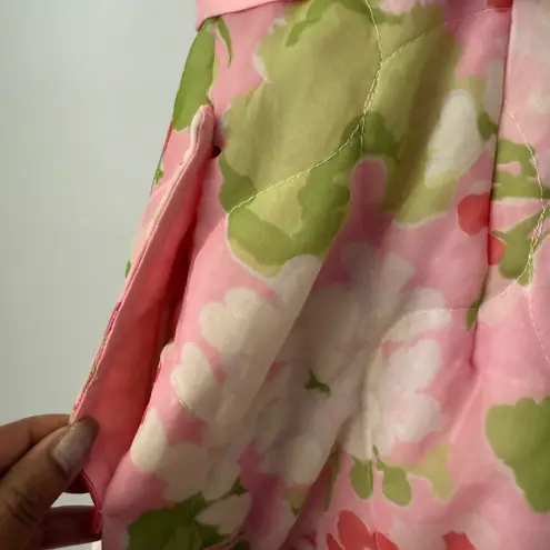 Vintage 60's 70s Handmade Hostess Style Quilted Beaded Maxi Dress Retro Pink Size XL