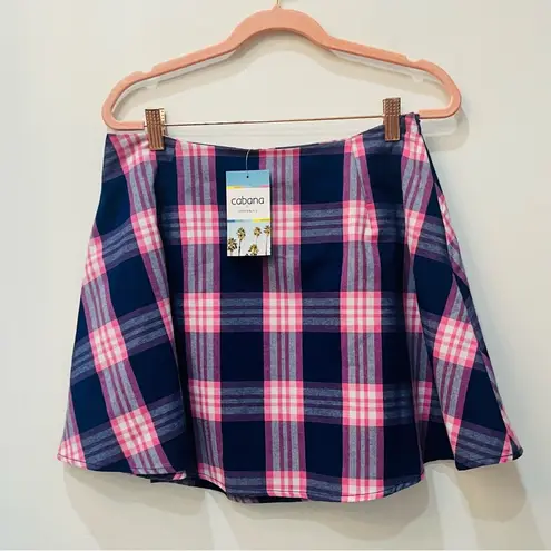 Crown & Ivy NWT Cabana By  Juniors' Plaid A-Line Skirt pink blue size 8