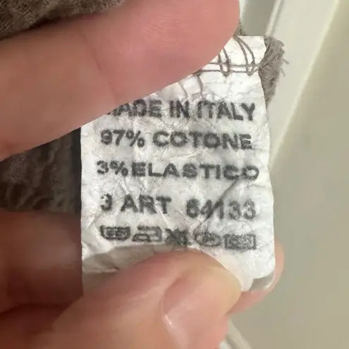 NWT Made in Italy Taupe Textured Gauze V Neck Dolman Short Sleeve Top Shirt, L Tan Size L