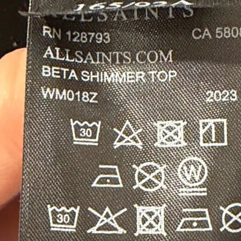 All Saints beta shimmer top cropped Black Women's Top size 8