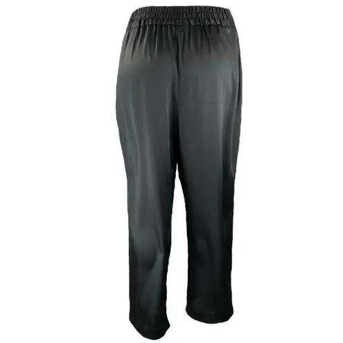 River Island Women's Black Silk Satin High Rise Wide Leg Trousers Pants Size 20