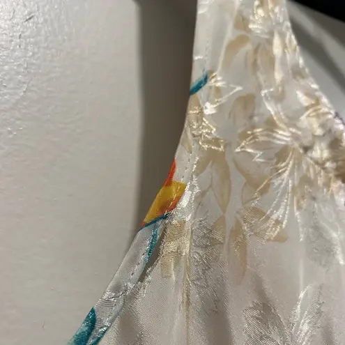 VTG 90s 80s Expressions Ivory White Floral Bathrobe Robe & Cami Mini Slip Dress Size M