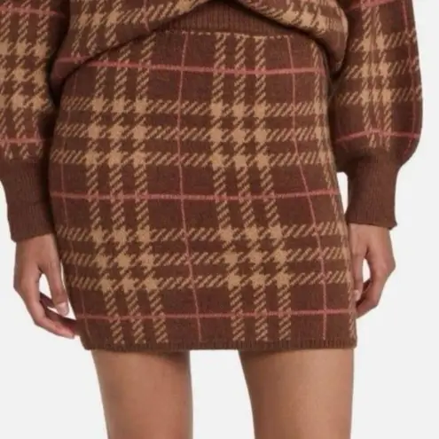 En Saison plaid knitted mini skirt Brown Size L