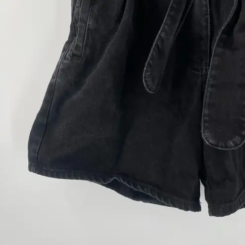 Bardot Paperbag Denim Jean Shorts Size 30 Black 100% Cotton High Rise Waist