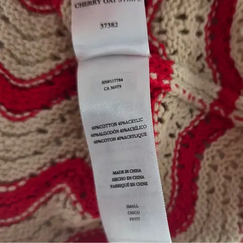 Rails Coen Ruffle Sleeve Peplum Sweater Small Cherry Oat Stripe