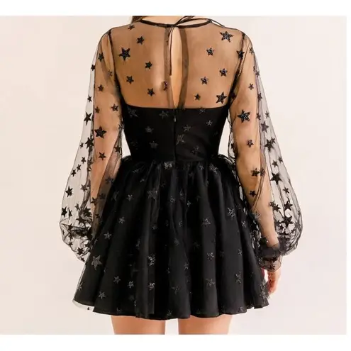 Lirika Matoshi Sz XL Teuta Tulle Dress Star Embellished in Black