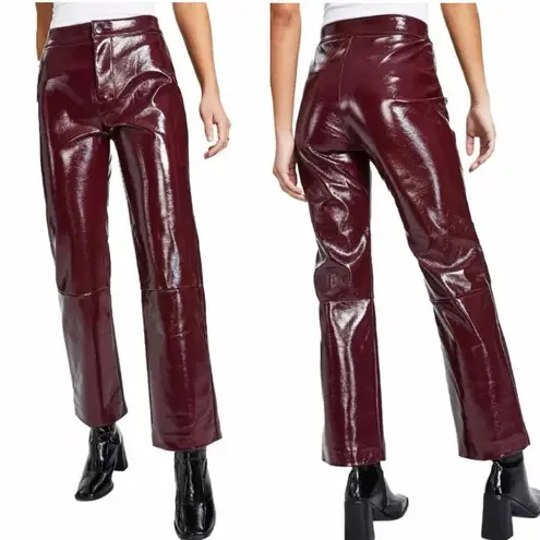LNA Faux Leather Patent Crinkle Pants Size Large Wine