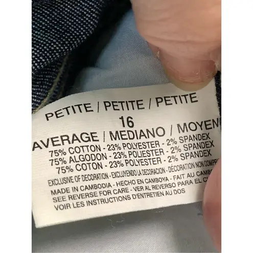 Gloria Vanderbilt Amanda Women's Straight Wide Leg Cotton Stretch Blue Size 16P