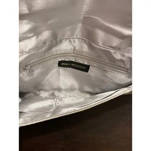 Jessica McClintock Ivory Faux Snakeskin East West Evening Clutch Shoulder Bag