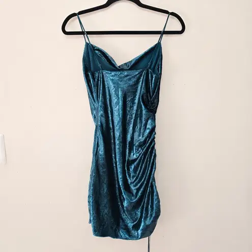 Cinq à Sept CINQ A SEPT Shiny Astrid Dress Teal Topaz Metallic Bodycon Mini Women's Size 0