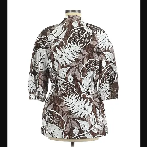 St. John Jacket 6 Yellow Label Leaf Print Lightweight Spring Cinched Luxury