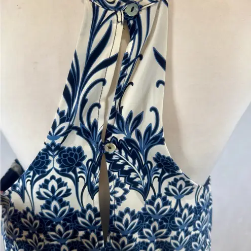 Dee Elle Nordstrom  blue and white halter racerback romper size medium NWOT