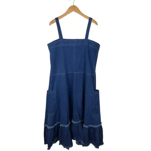 Roaman’s Vintage Women’s Size 22W Denim Jean Ruffle Dress Boho Cottagecore