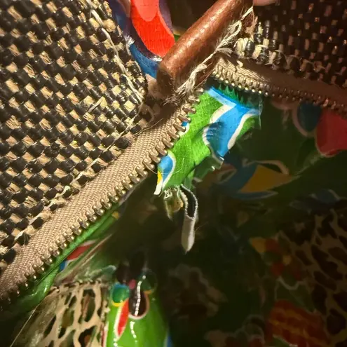 Consuela Brown and Red Floral Embroidered Tote