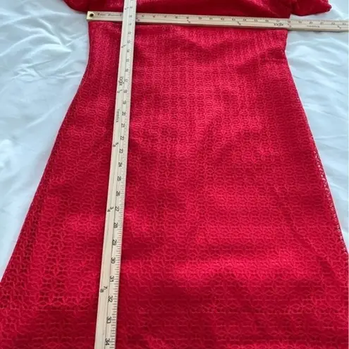 Trina Turk  Red Eyelet Dress Size 6 Peekaboo Back Cut Out