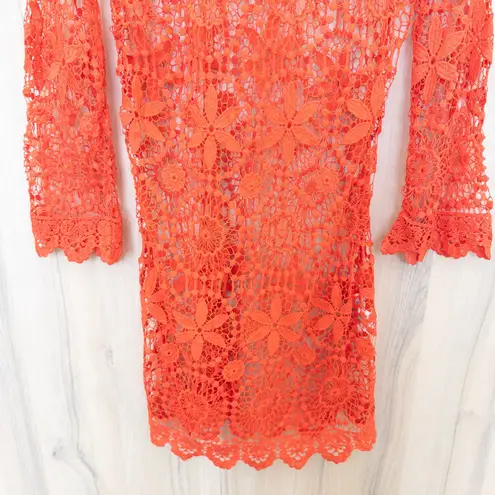 H&M x Coachella Womens Crochet Mini Dress Size XS Orange Boho Festival Coastal