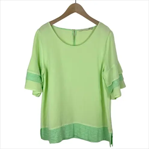 Soft Surroundings Oakleigh Triple Tiered Sleeve Top in Margarita Lime Size Small