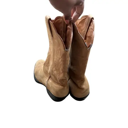 Roadwolf Sz 7M Tan Western Roper Cowboy Boots Leather Western Embroidered