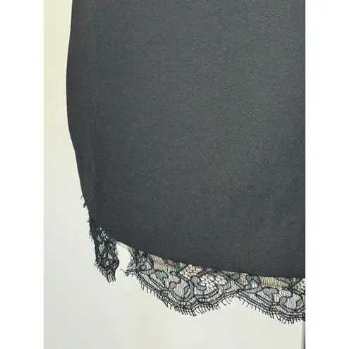 Sandro Black Crew Neck Short Sleeve Lace Trim Exposed Zipper Blouse Size 0