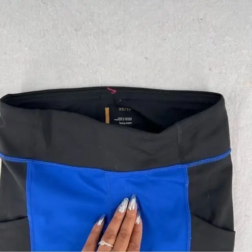 Lucy Color Block Crop Legging Blue Size XS