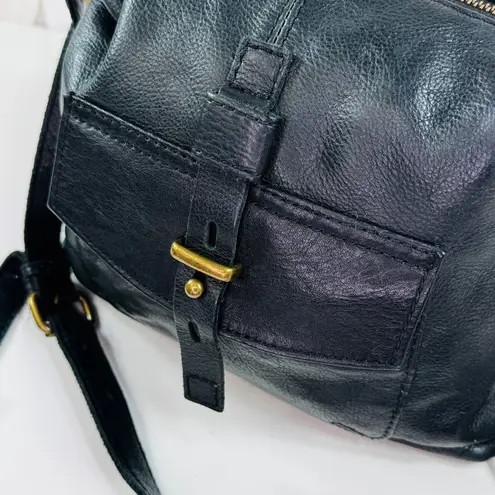 Lucky Brand  Leather Boho Messenger Crossbody Bag Black