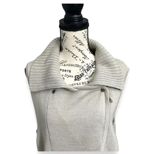 Coldwater Creek XL Wool Sweater Vest Oat Tan Asymmetrical Zip Collared Chic NWT