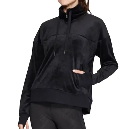 C9 Champion New Velour Quarter Zip Pullover Velvet Sweatshirt Black