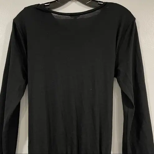 Max Mara Black Tie Front Midi Long Sleeve Dress EU 48