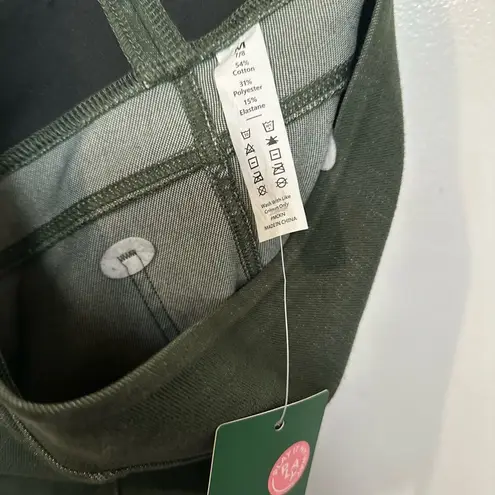 Halara Flex High Waisted Back Pocket Forest Green Stretchy Knit Denim Leggings M