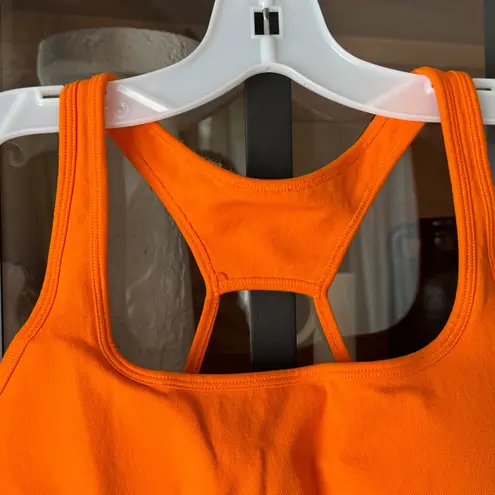 BUM Athletics seamless cut low sports bra tank ribbed padded neon orange