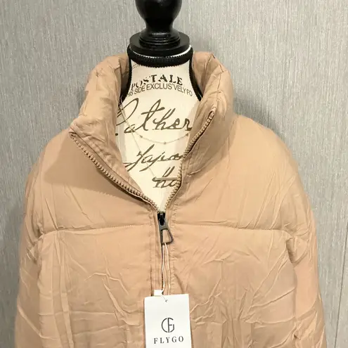 Women’s FLYGO Khaki Puffer Jacket Size XL Tan