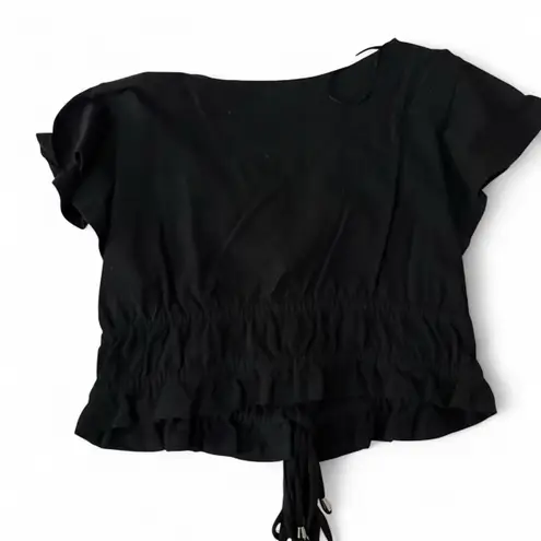 Princess Polly Black  cropped blouse with tie front detail. size 8.