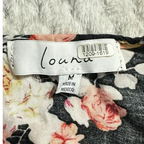 Louna Puff Sleeve Romper Women's Medium Black Floral V