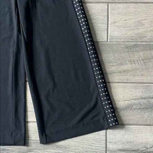 Lysse Black and Silver Wide Leg Pants with Metallic Trim