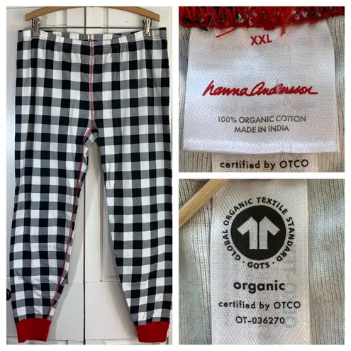 Hanna Andersson Organic Cotton Buffalo Plaid Pajama Pants XXL 2X Comfy Cabincore Black