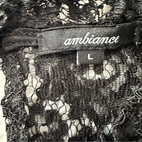 Ambiance Black Lace Mock Neck Date Night Top Large