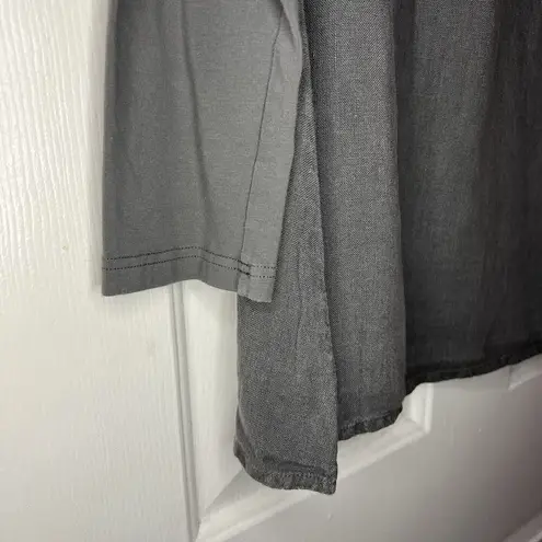 Flax Tunic Sz P Grey 100% Linen Top Long Sleeves Lagenlook Minimalist A Line