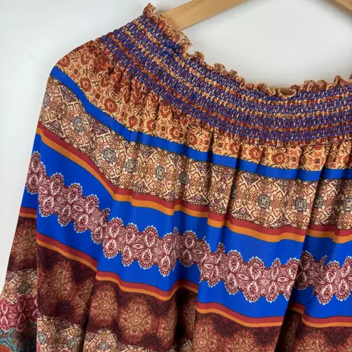 Rose + Olive NWT Womens Multicolor Boho Abstract Off the Shoulder Blouse Sz S