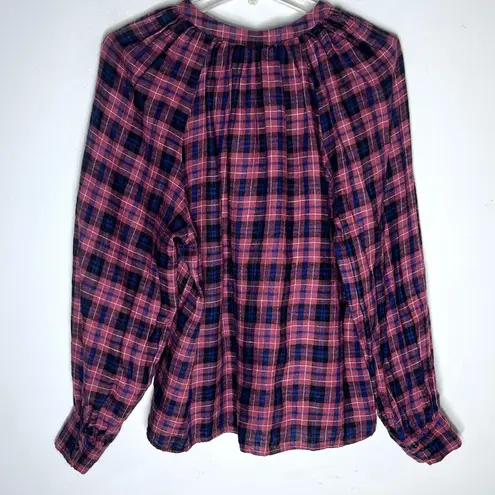 Sézane Sezane Lealys Button Down Top In Check Plaid Sz 38 / M