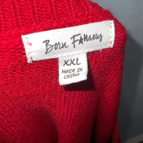 Born Famous Red Reindeer Christmas Holiday Sweater Cropped Cabin Crewneck XXL