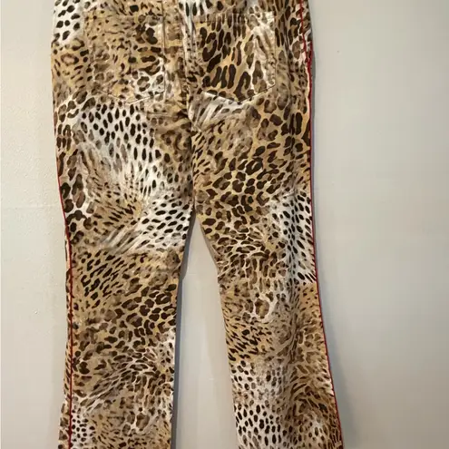 Escada Vintage Animal Print Flared Denim Brown Size undefined