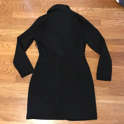 Tuxedo Lapel Faux Wrap Dress in black size M Size M