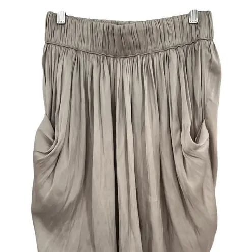 Halston Heritage Draped Satin Skirt Mini Pleated Stone Cream Size Small