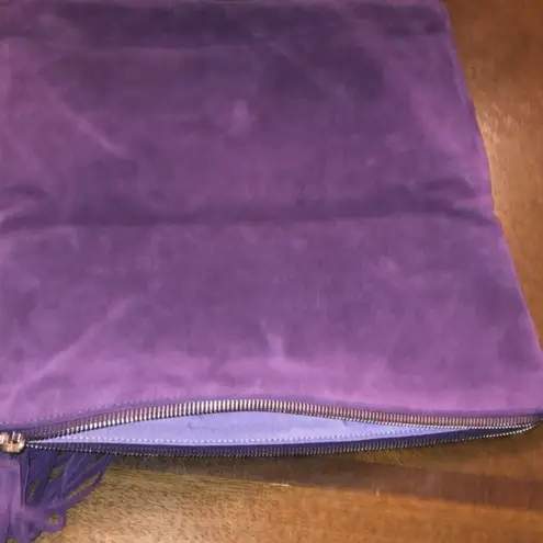 Uno Alla Voila Leather Purple & Green Agate Suede Clutch