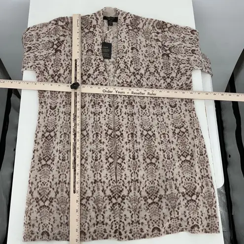 Charter Club Luxury Snakeskin Print 100% Cashmere Open Front Cardigan Sweater S