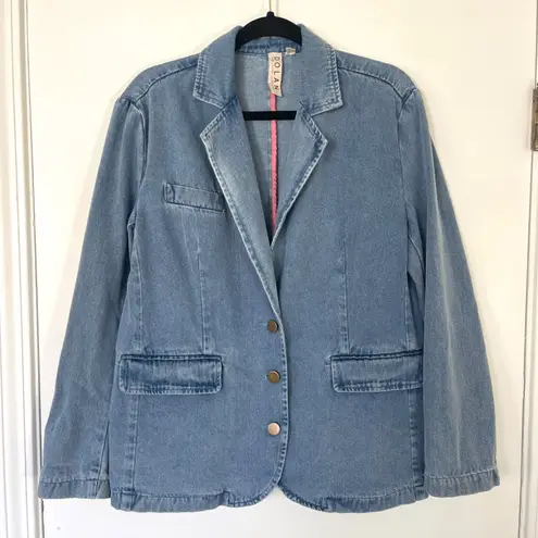 Anthropologie Dolan Left Coast Denim Boyfriend Blazer Jacket Women's Small Blue