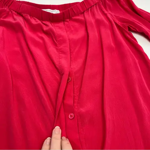 Equipment Femme Red Dust Strawberry Silk Blouse Womens Size XS Off The Shoulder