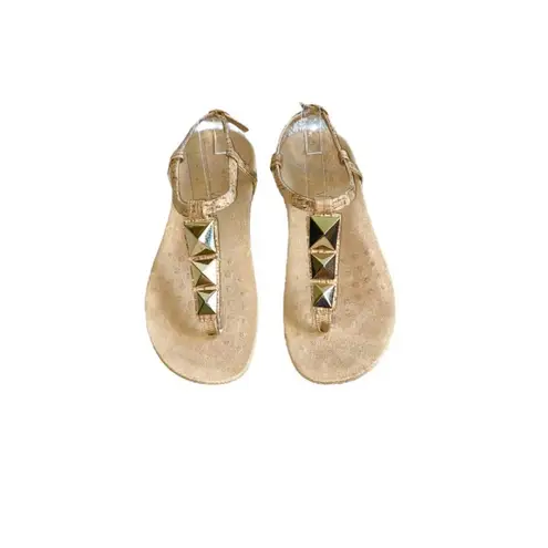Vionic Rest Nala T-Strap Geometric Studded Gold/Cork Arch Support Thong Sandals