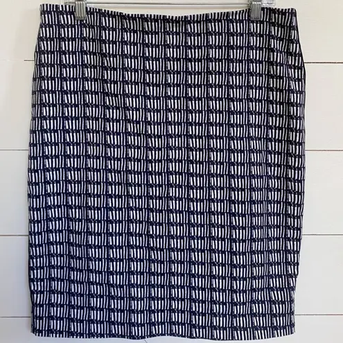 Adrianna Papell  Blue & White Patterned Career Pencil Skirt